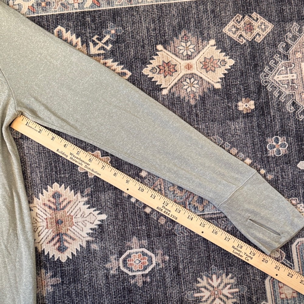 Athleta Light Green Hooded Long Sleeve Midi Cardigan Side Slit Thumb Hole Large - Picture 11 of 11
